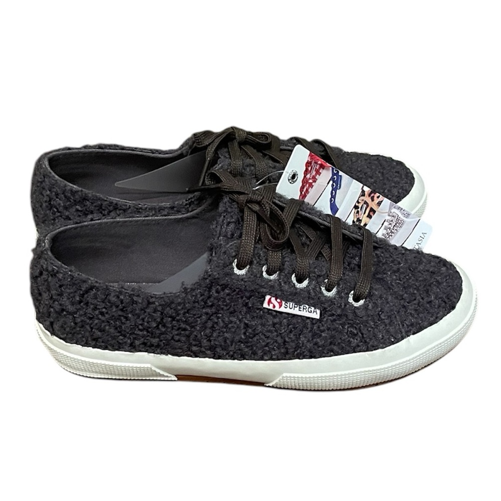 NWT Superga 2750 Curly Wool Sneakers Dark Charcoal EU 37 Women’s US 6.5 Men’s 5 - Picture 3 of 7
